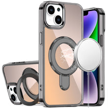 For iPhone 13/14 Case Radiant Chrome Magnetic Circle Stand + Tempered Glass