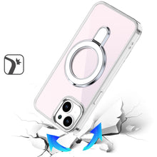 For iPhone 13/14 Case Radiant Chrome Magnetic Circle Stand + Tempered Glass