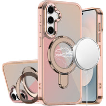 For Samsung S25 FE Case Radiant Chrome Magnetic Circle Stand + Tempered Glass