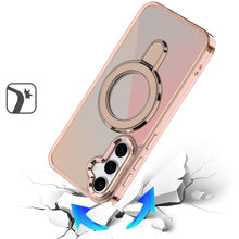 For Samsung S25 FE Case Radiant Chrome Magnetic Circle Stand + Tempered Glass