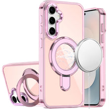 For Samsung S25 FE Case Radiant Chrome Magnetic Circle Stand + Tempered Glass