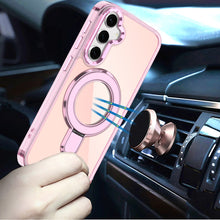 For Samsung S25 FE Case Radiant Chrome Magnetic Circle Stand + Tempered Glass