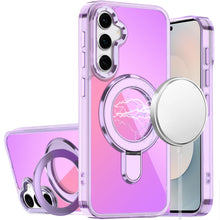 For Samsung S25 FE Case Radiant Chrome Magnetic Circle Stand + Tempered Glass