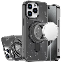 For iPhone 15 Pro Max Case Translucent Glitter Magnetic Circle +2 Tempered Glass