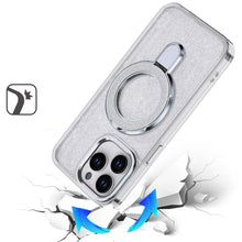 For iPhone 15 Pro Max Case Translucent Glitter Magnetic Circle +2 Tempered Glass