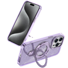 For iPhone 15 Pro Max Case Translucent Glitter Magnetic Circle +2 Tempered Glass