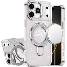 For iPhone 17 Pro Max Case Full Glitter w/ Magnetic Circle Stand +Tempered Glass