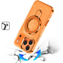 For iPhone 17 Pro Max Case Full Glitter w/ Magnetic Circle Stand +Tempered Glass