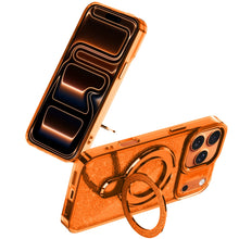 For iPhone 17 Pro Max Case Full Glitter w/ Magnetic Circle Stand +Tempered Glass