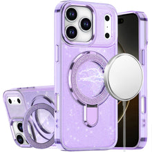 For iPhone 17 Pro Max Case Full Glitter w/ Magnetic Circle Stand +Tempered Glass