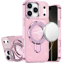 For iPhone 17 PRO Case Full Glitter with Magnetic Circle Stand + Tempered Glass