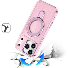For iPhone 17 PRO Case Full Glitter with Magnetic Circle Stand + Tempered Glass