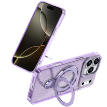 For iPhone 17 PRO Case Full Glitter with Magnetic Circle Stand + Tempered Glass