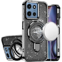 For Moto G 2025 Case Translucent Full Glitter Magnetic Circle + Tempered Glass