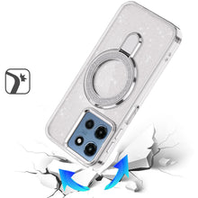 For Moto G 2025 Case Translucent Full Glitter Magnetic Circle + Tempered Glass