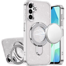 For Samsung A16 5G Case Translucent Full Glitter Magnetic Circle +Tempered Glass
