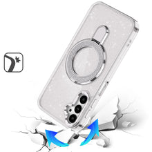 For Samsung A16 5G Case Translucent Full Glitter Magnetic Circle +Tempered Glass