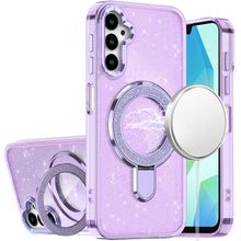For Samsung A16 5G Case Translucent Full Glitter Magnetic Circle +Tempered Glass