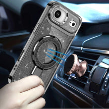 For iPhone Air Case Full Glitter Cover w/ Magnetic Circle Stand + Tempered Glass