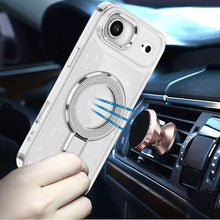 For iPhone Air Case Full Glitter Cover w/ Magnetic Circle Stand + Tempered Glass