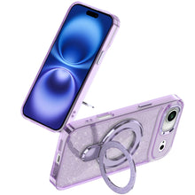 For iPhone Air Case Full Glitter Cover w/ Magnetic Circle Stand + Tempered Glass