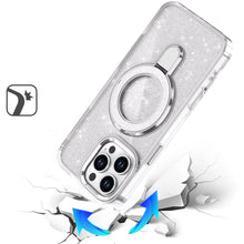 For iPhone 16 PRO MAX Case Translucent Glitter Magnetic Circle + Tempered Glass