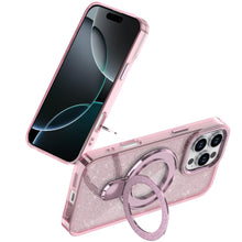 For iPhone 16 PRO MAX Case Translucent Glitter Magnetic Circle + Tempered Glass
