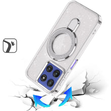 For Moto G Stylus 2025 Case Translucent Glitter Magnetic Circle + Tempered Glass