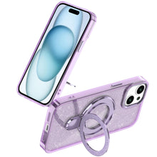 For iPhone 15 Case Translucent Full Glitter Magnetic Circle + 2 Tempered Glass
