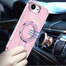 For iPhone 16e Case Translucent Full Glitter Magnetic Circle + Tempered Glass
