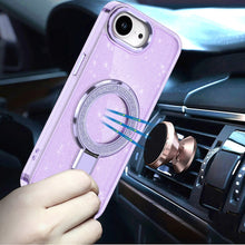 For iPhone 16e Case Translucent Full Glitter Magnetic Circle + Tempered Glass