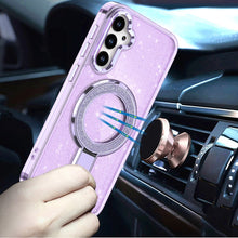 For Samsung S26 6.3" Case Translucent Glitter Magnetic Circle + Tempered Glass