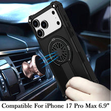 For iPhone 17 Pro Max Case Rugged Magnetic Circle Pop-Out Stand + Tempered Glass