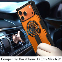 For iPhone 17 Pro Max Case Rugged Magnetic Circle Pop-Out Stand + Tempered Glass