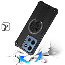 For Moto G 2025 Case Dual Layer Magnetic Circle Pop-Out Stand + Tempered Glass