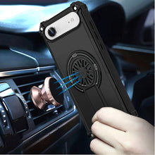 For iPhone Air Case Rugged Magnetic Circle with Pop-Out Stand + Tempered Glass