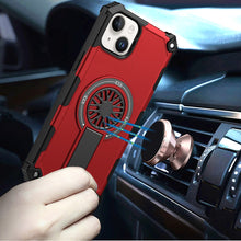 For iPhone 15 Case Dual Layer Magnetic Circle Pop-Out Stand + 2 Tempered Glass