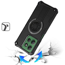 For Moto G Power 2025 Case Dual Layer Magnetic Circle Kickstand + Tempered Glass