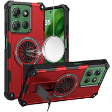 For Moto G Power 2025 Case Dual Layer Magnetic Circle Kickstand + Tempered Glass