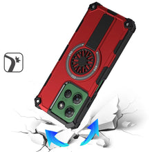 For Moto G Power 2025 Case Dual Layer Magnetic Circle Kickstand + Tempered Glass
