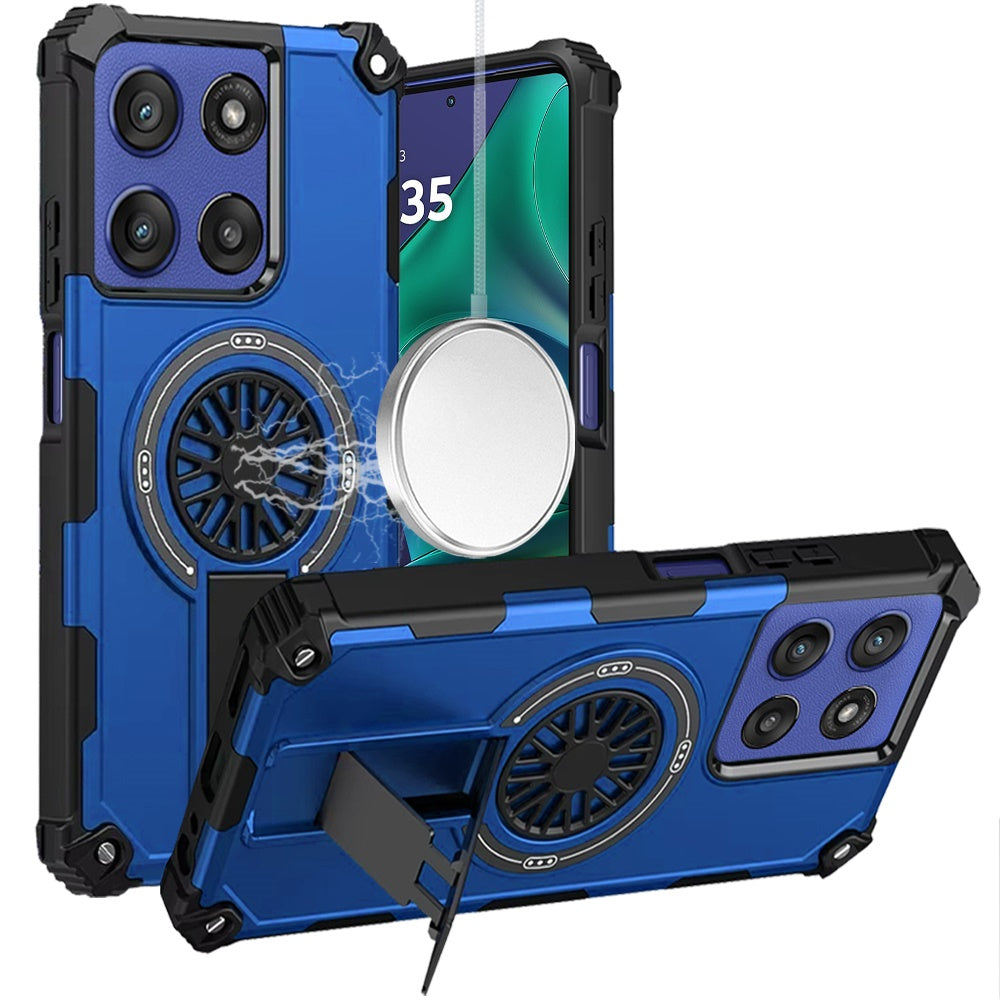 For Moto G Stylus 2025 Case Dual Layer Magnetic Circle Kickstand +Tempered Glass