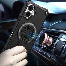 For iPhone 17 Case Rugged Magnetic Circle with Pop-Out Stand + Tempered Glass