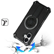 For iPhone 17 Case Rugged Magnetic Circle with Pop-Out Stand + Tempered Glass