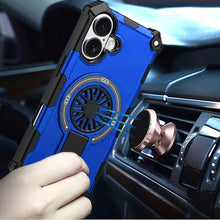 For iPhone 17 Case Rugged Magnetic Circle with Pop-Out Stand + Tempered Glass