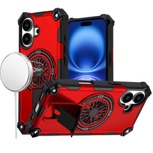 For iPhone 17 Case Rugged Magnetic Circle with Pop-Out Stand + Tempered Glass