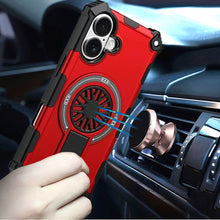 For iPhone 17 Case Rugged Magnetic Circle with Pop-Out Stand + Tempered Glass