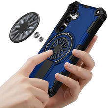 For Samsung S25 FE Case Dual Layer Magnetic Circle Pop-Out Stand +Tempered Glass