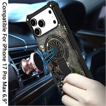 For iPhone 17 Pro Max Case Design Rugged Magnetic Circle Stand + Tempered Glass