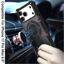 For iPhone 17 Pro Max Case Design Rugged Magnetic Circle Stand + Tempered Glass
