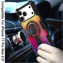 For iPhone 17 Pro Max Case Design Rugged Magnetic Circle Stand + Tempered Glass